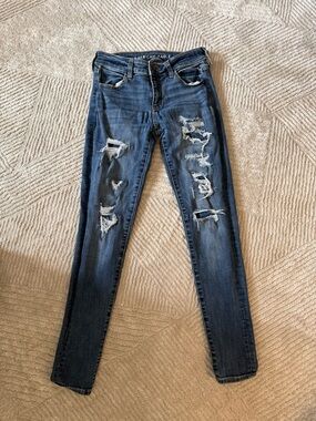 American Eagle Outfitters Blue Ripped Skinny Jeans